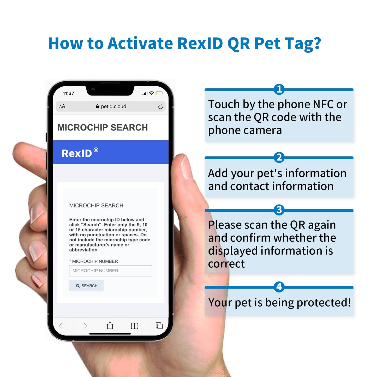 1.25mm7mm Pet Microchip Implant Kit with Smart QR Code ID Tag