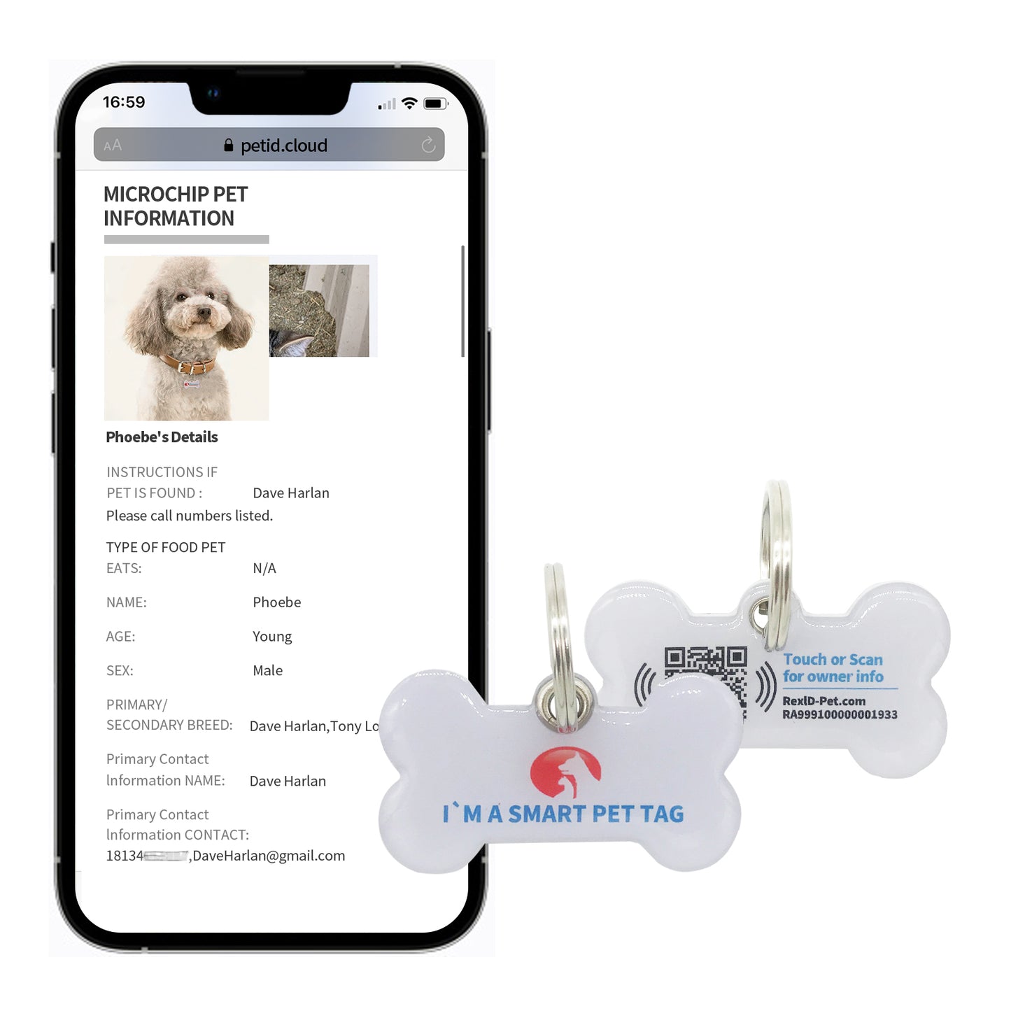 RexID Dog Tag QR Code Pet ID Tags with Pet Online Profile and Owner Contact,Smart Permanent ID Tag for Connecting Pet Owner Immediately by Anybody Anywhere with Mobile Phone